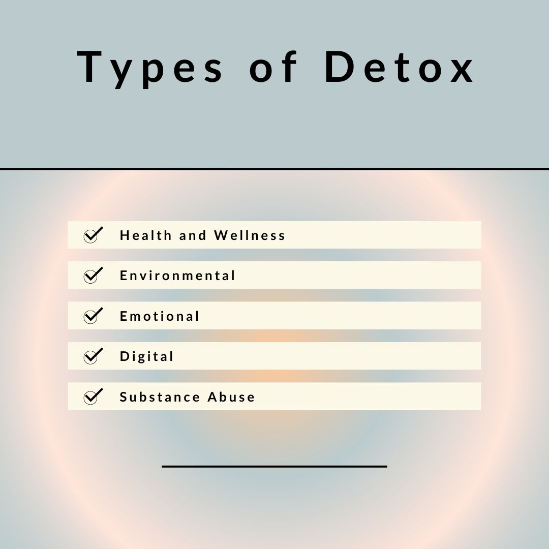 Colorful list of types of detox