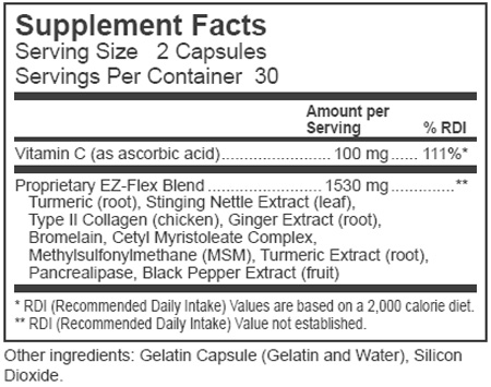 EZ-Flex-Joint-Support-Supplement-Facts-Dynamic-Nutritional-Associates