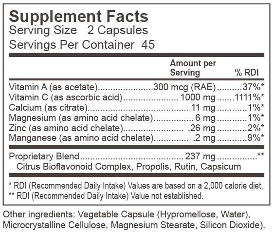 Dynamic Nutritional Associates (DNA Labs) Vitrex C 1000 Supplement Facts